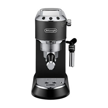 Vista frontal de la cafetera semiautomática Delonghi Dedica Style color negro