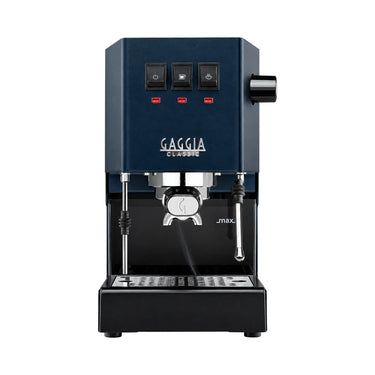 Vista frontal de la cafetera semiautomática Gaggia Classic E24 color azul
