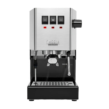Vista frontal de la cafetera semiautomática Gaggia Classic EVO PRO inoxidable