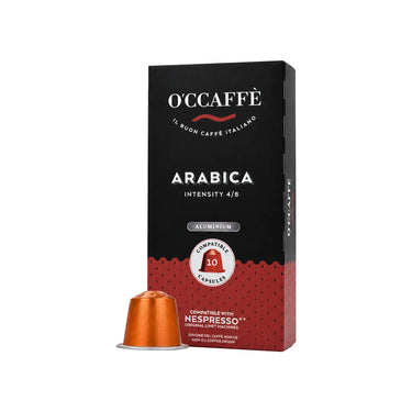Vista frontal de O'ccaffè Arabica 10 cápsulas compatibles con Nespresso