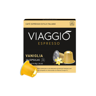 Vista frontal de Viaggio Vaniglia 10 cápsulas compatibles con Nespresso