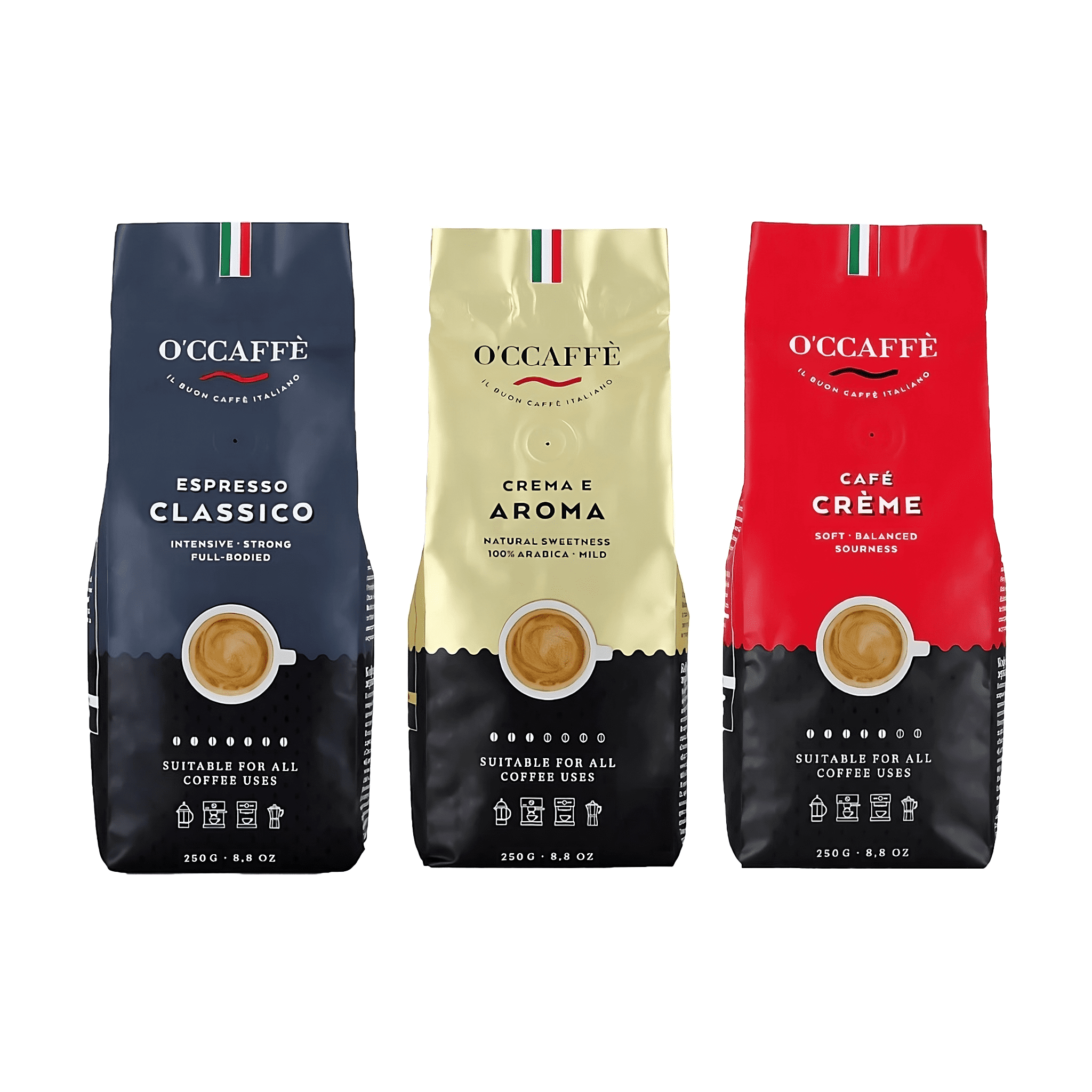 Pack 3 Occaffe 250g grano entero