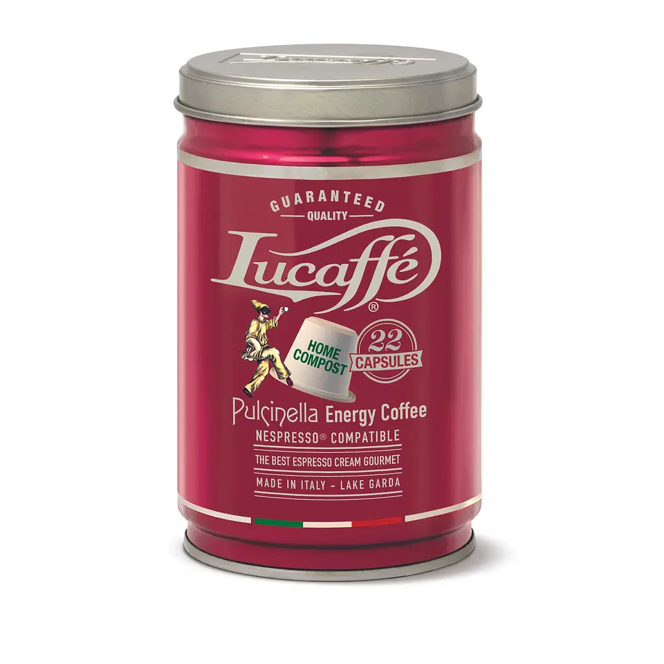 Lata Lucaffe Pulcinella 22 Cápsulas Compatibles con Nespresso