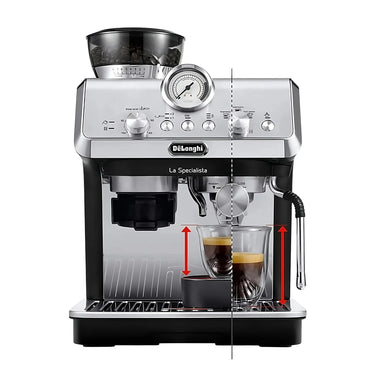 Altura ajustable para diferentes tamaños de tazas en la cafetera manual Delonghi La Specialista Arte