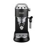 Vista frontal de la cafetera semiautomática Delonghi Dedica Style color negro