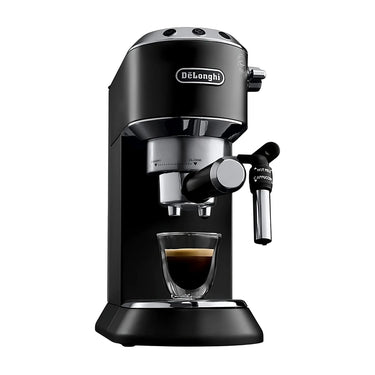 Vista lateral de la cafetera semiautomática Delonghi Dedica Style color negro