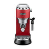 Vista frontal de la cafetera semiautomática Delonghi Dedica Style color rojo