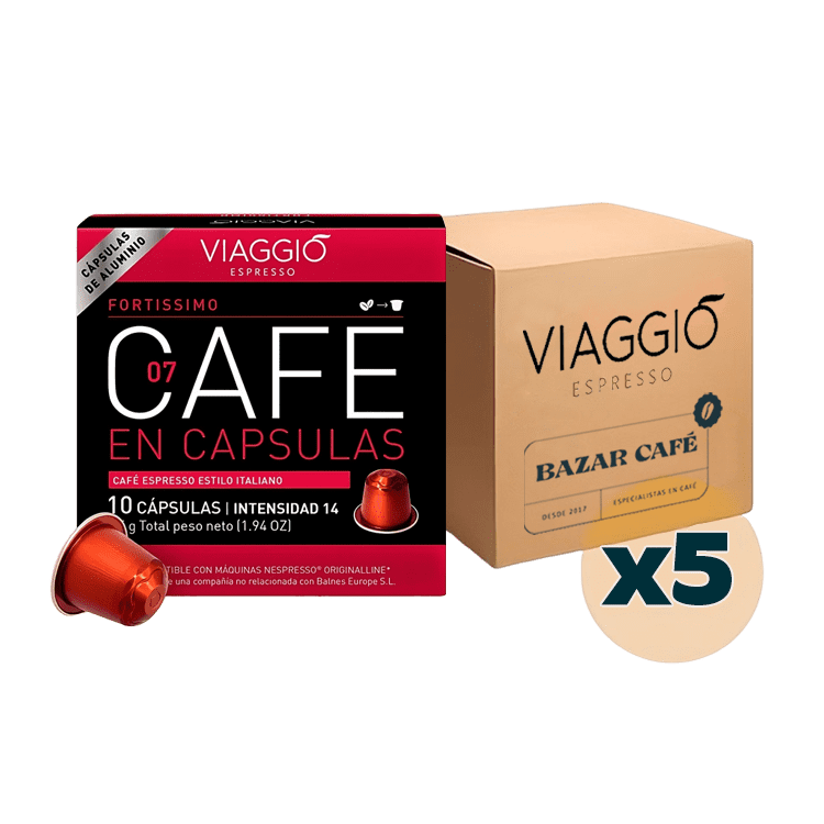 Viaggio Fortissimo - 50 Cápsulas Compatibles para Nespresso