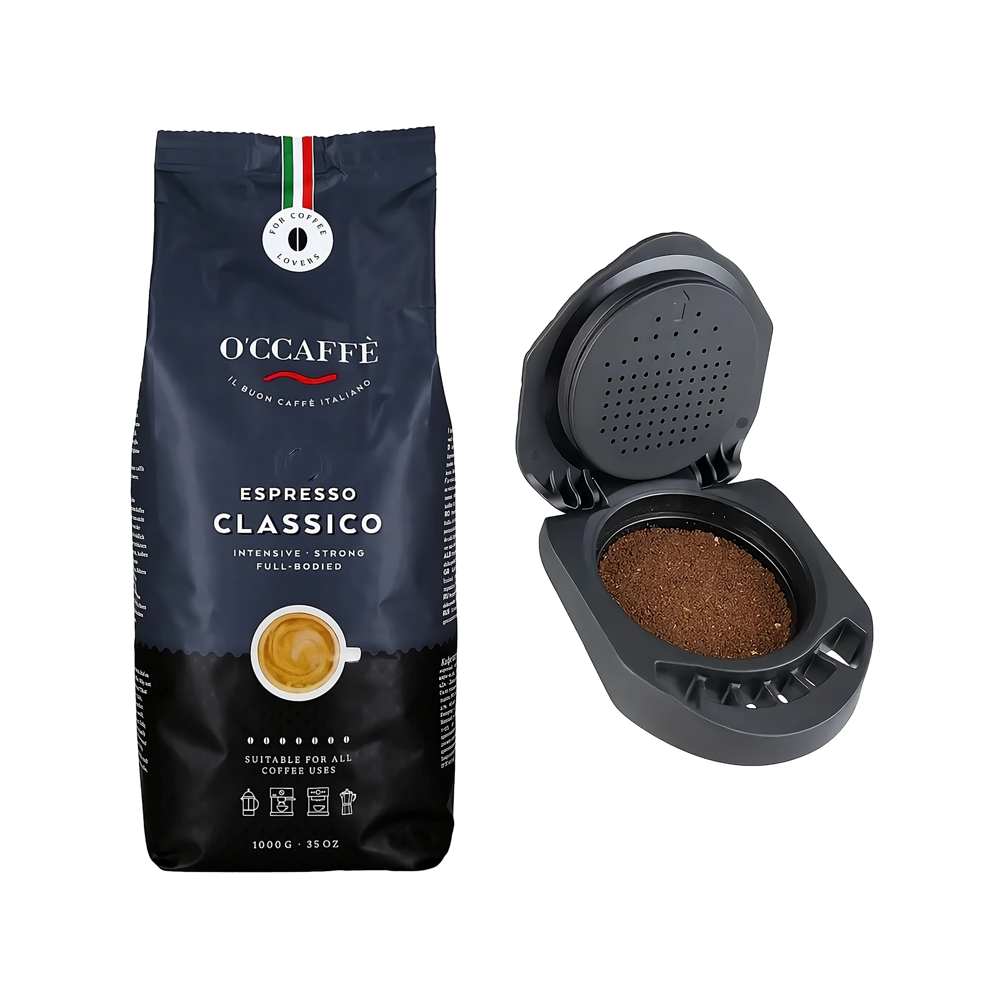 Pack Adaptador de Café Molido para Dolce Gusto + Occaffe Espresso Classico 1kg Molido