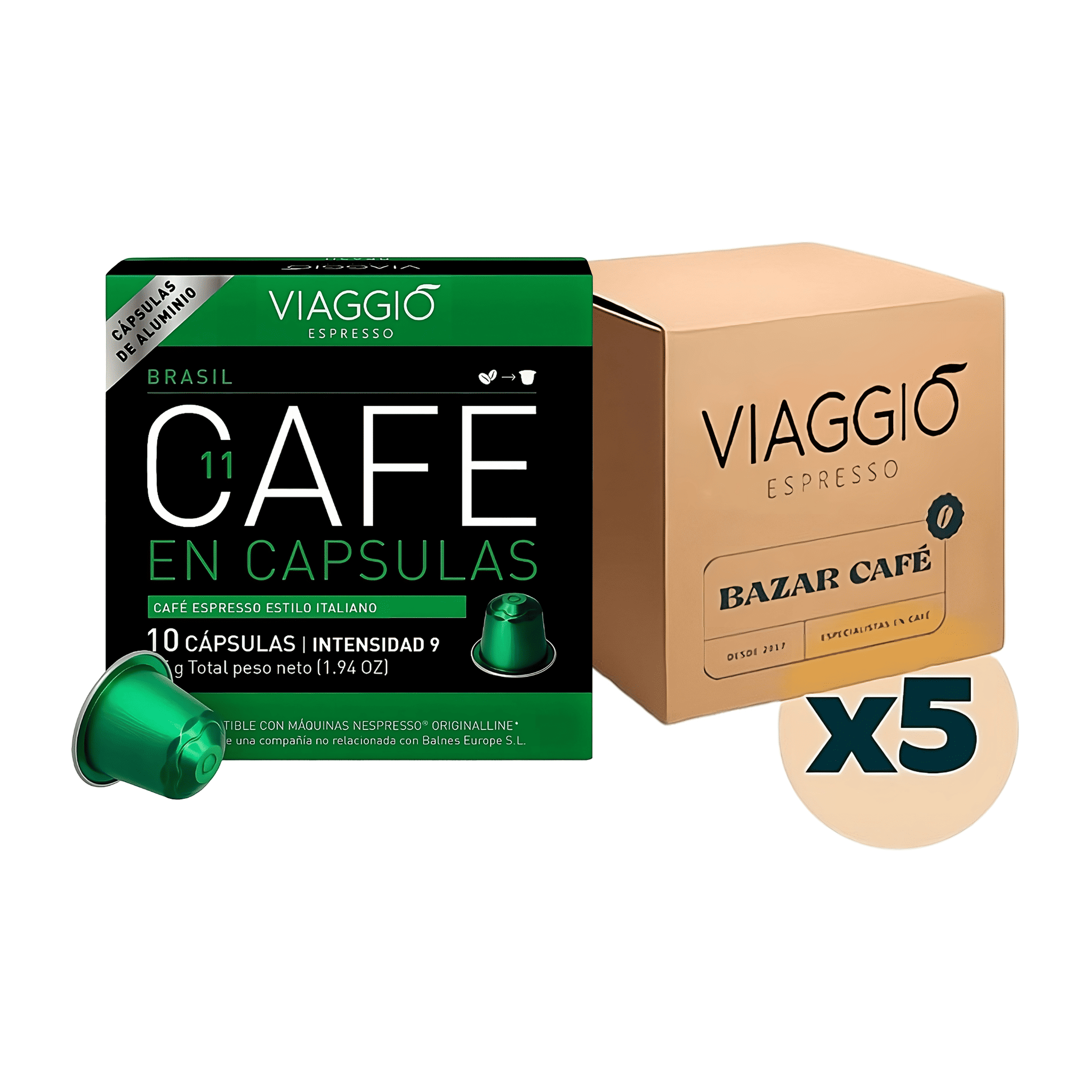 Viaggio Brasil - 50 Cápsulas Compatibles con Nespresso