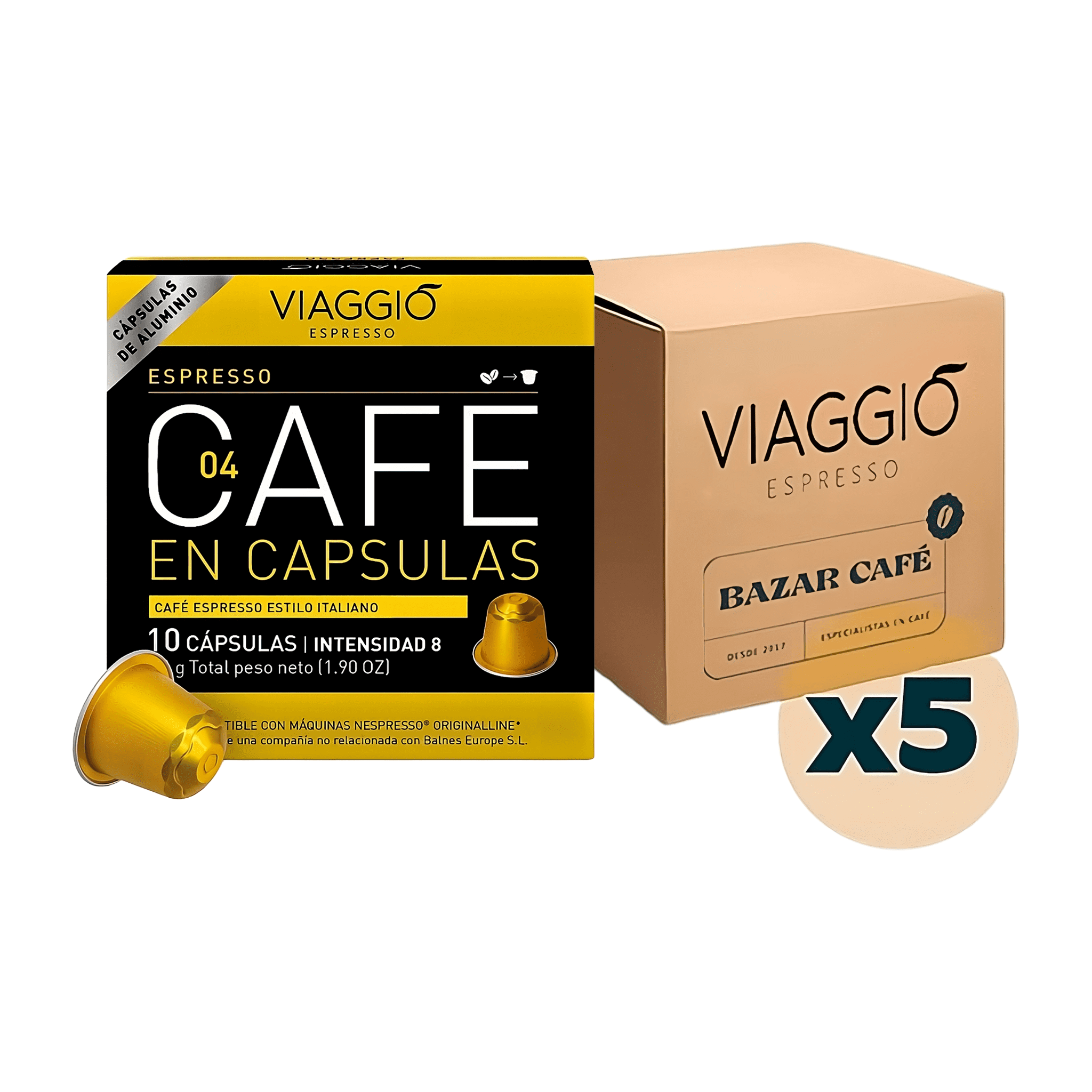 Viaggio Espresso - 50 Cápsulas Compatibles con Nespresso